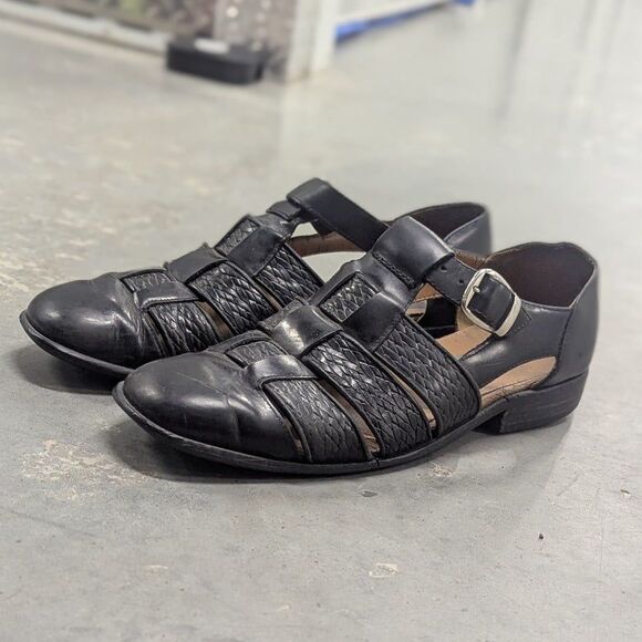 Stacy Adams Men's 9.5 Black Genuine Leather Huaraches Sandals - Picture 1 of 8